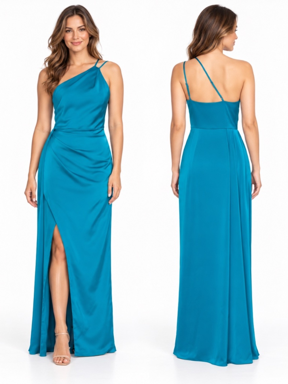 Adrianna Papell - One-Shoulder Stretch Satin Gown